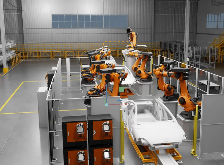 Physical AI · 3D factory simulation